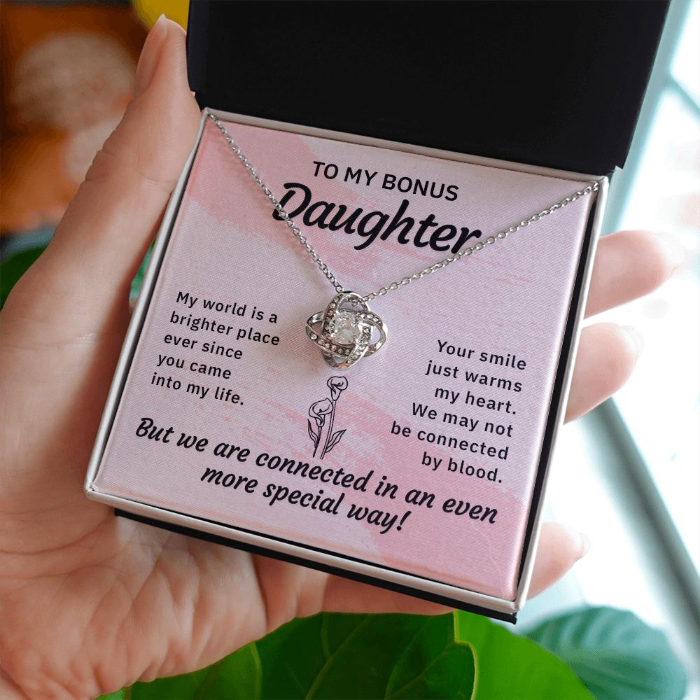 To My Bonus Daughter, My World Love Knot Necklace | To Bonus Daughter