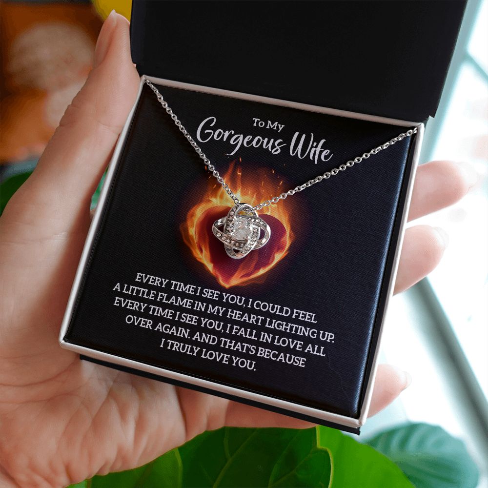 To My Wife, The Flame In My Heart Love Knot Necklace | To Wife
