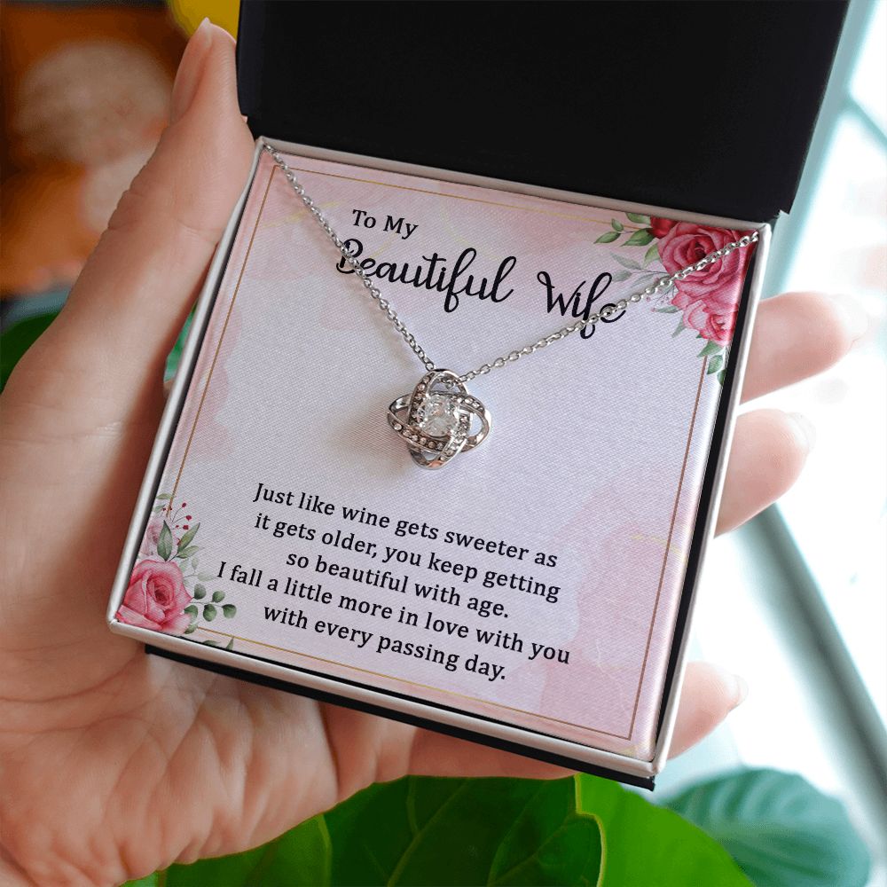 To My Wife, Just Like Wine Love Knot Necklace | To Wife