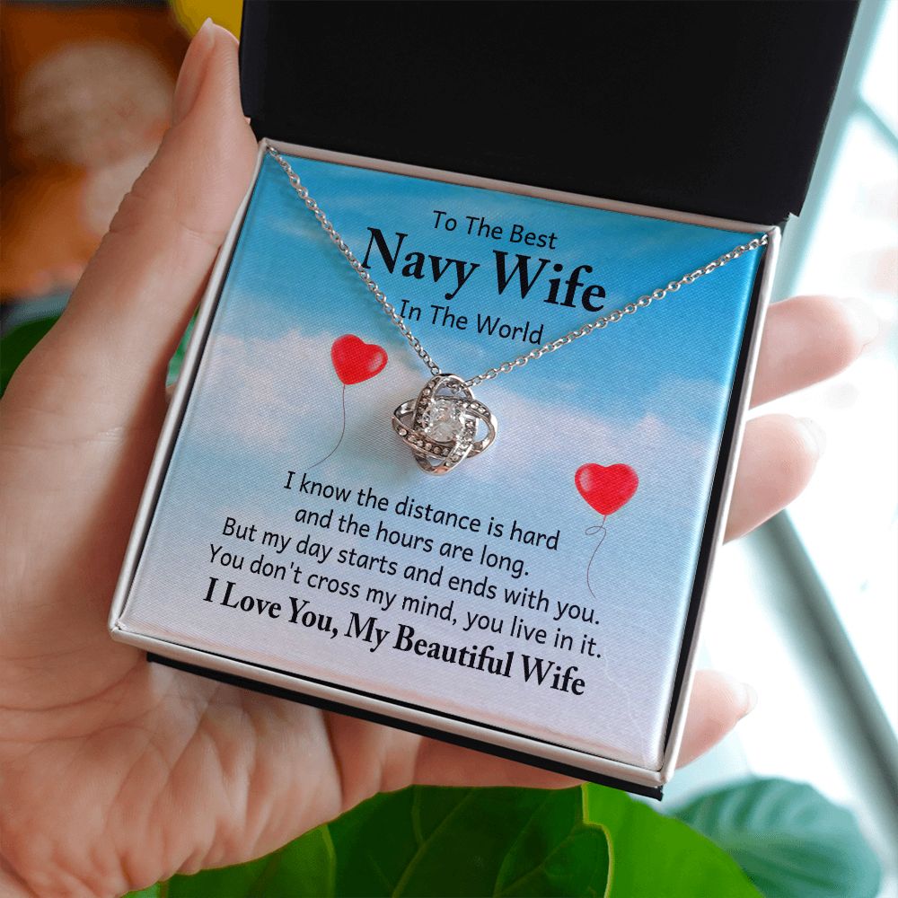 My Navy Wife, You Live In It Love Knot Necklace | To Wife