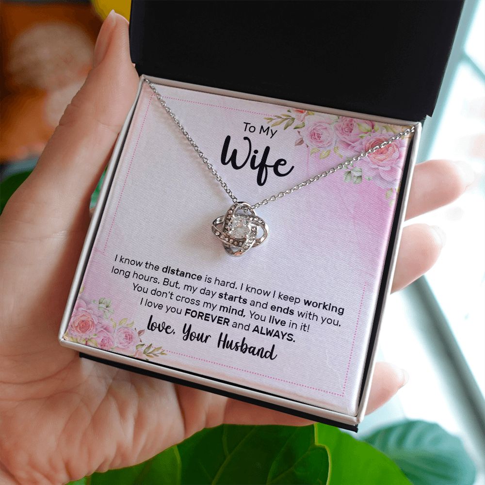 To My Wife, My Day Starts Love Knot Necklace | To Wife