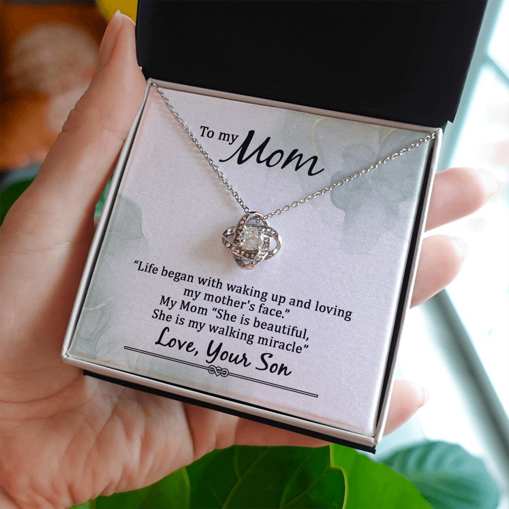 To My Mom, My Walking Miracle Love Knot Necklace | To Mom