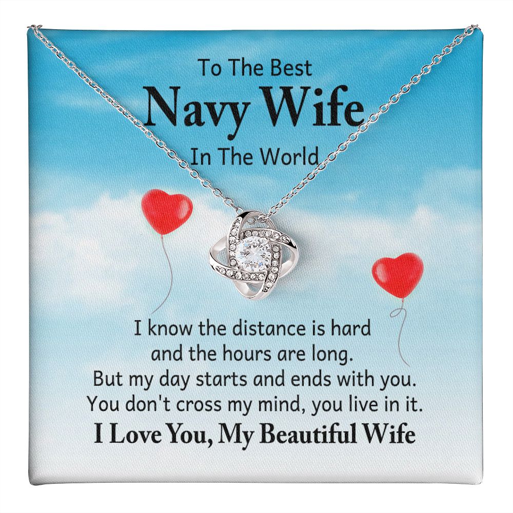 My Navy Wife, You Live In It Love Knot Necklace | To Wife