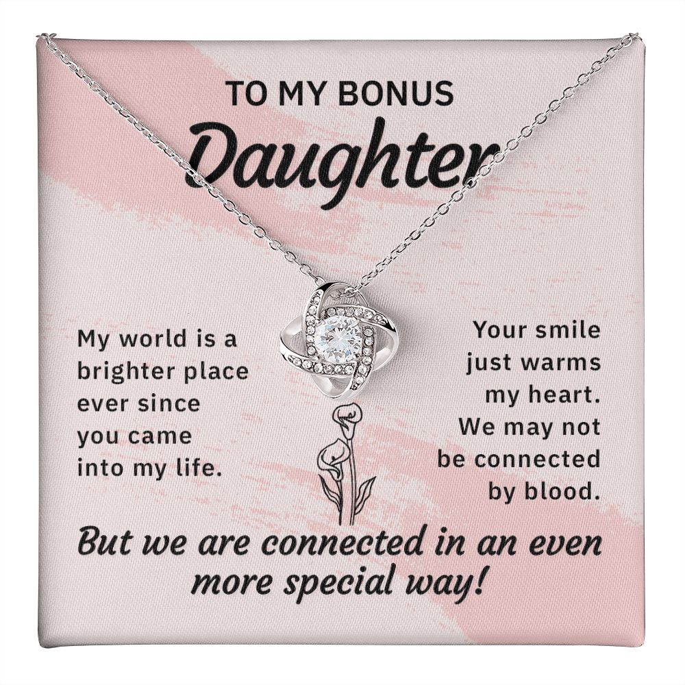 To My Bonus Daughter, My World Love Knot Necklace | To Bonus Daughter