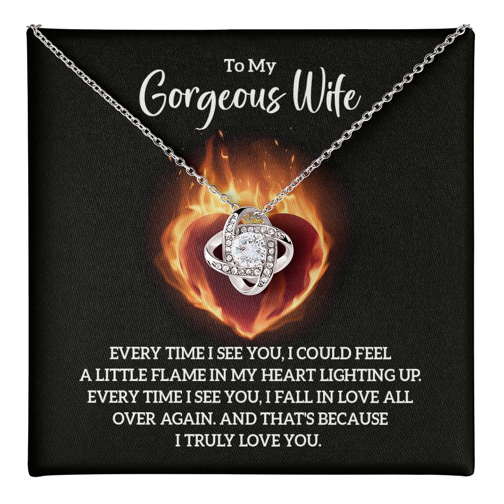 To My Wife, The Flame In My Heart Love Knot Necklace | To Wife