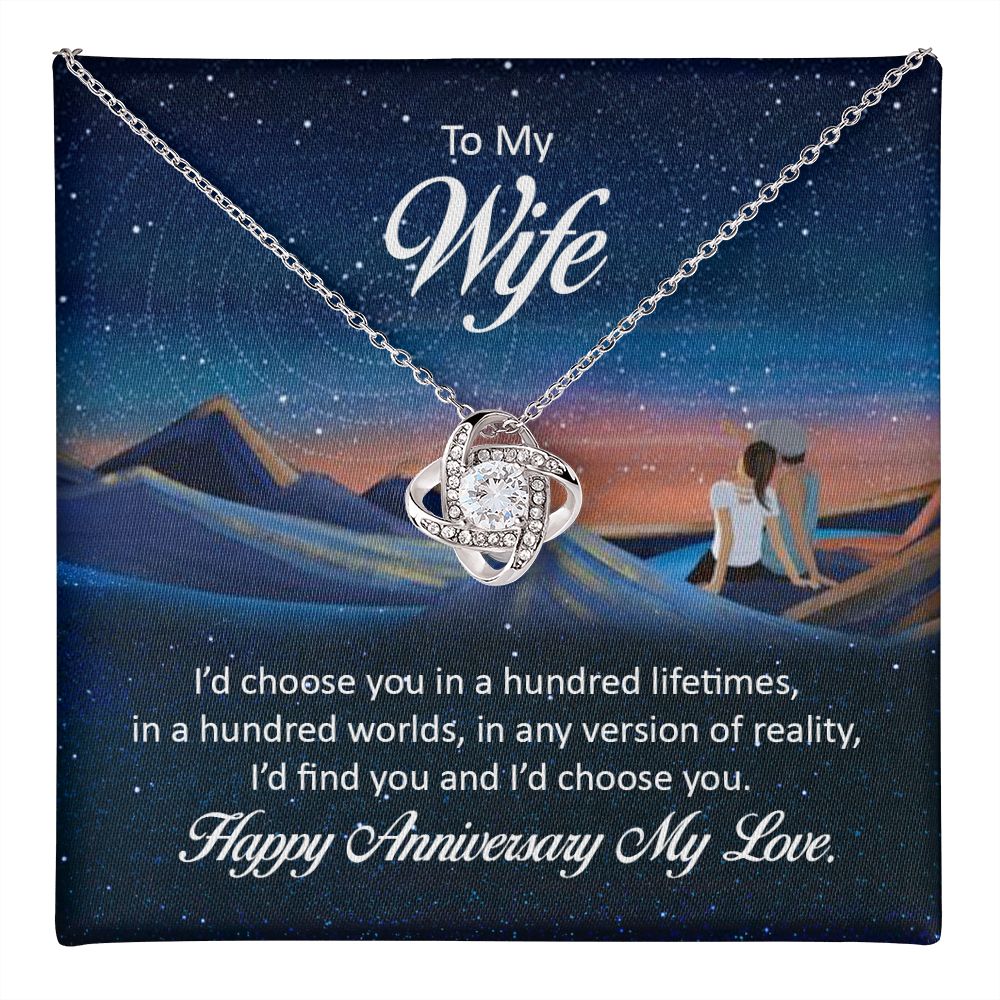 My Wife, I'd Find You Love Knot Necklace | To Wife | Happy Anniversary