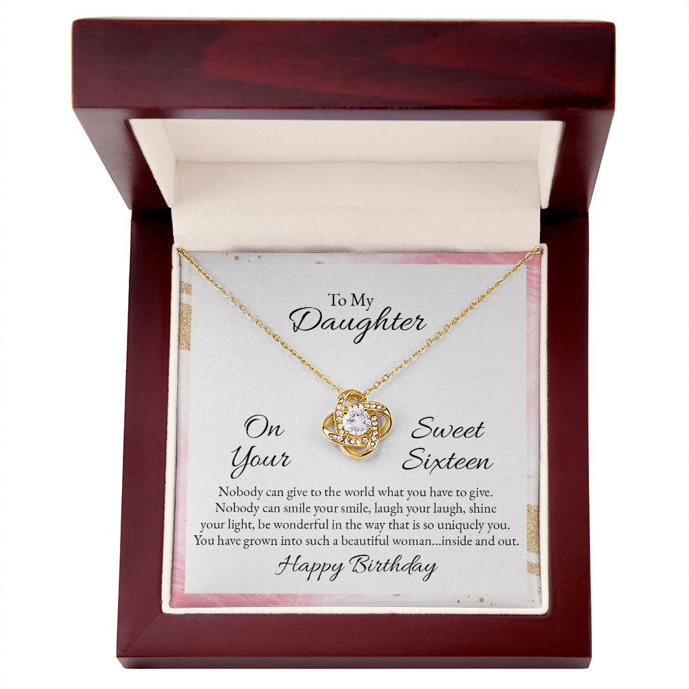 To My Daughter, Sweet Sixteen Love Knot Necklace | To Daughter