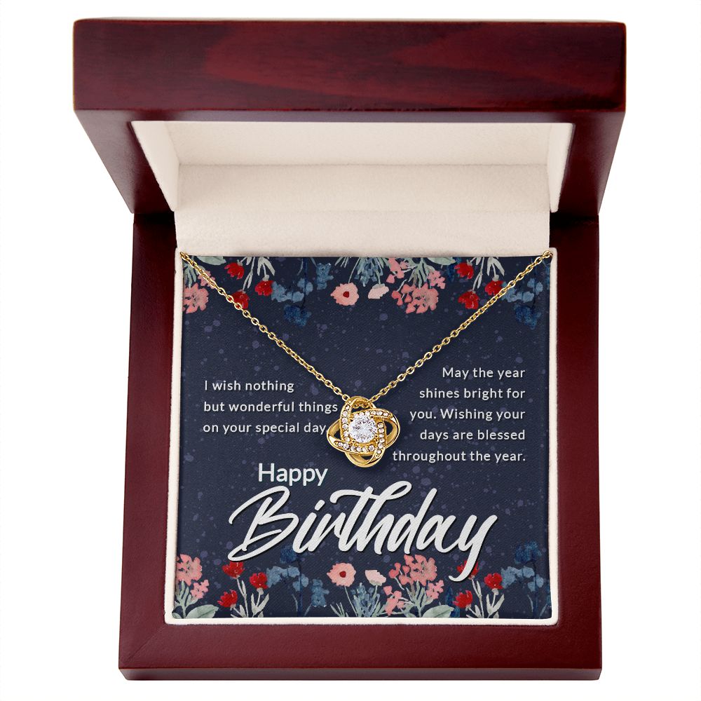 Happy Birthday, May the Year Shine Bright Love Knot Necklace