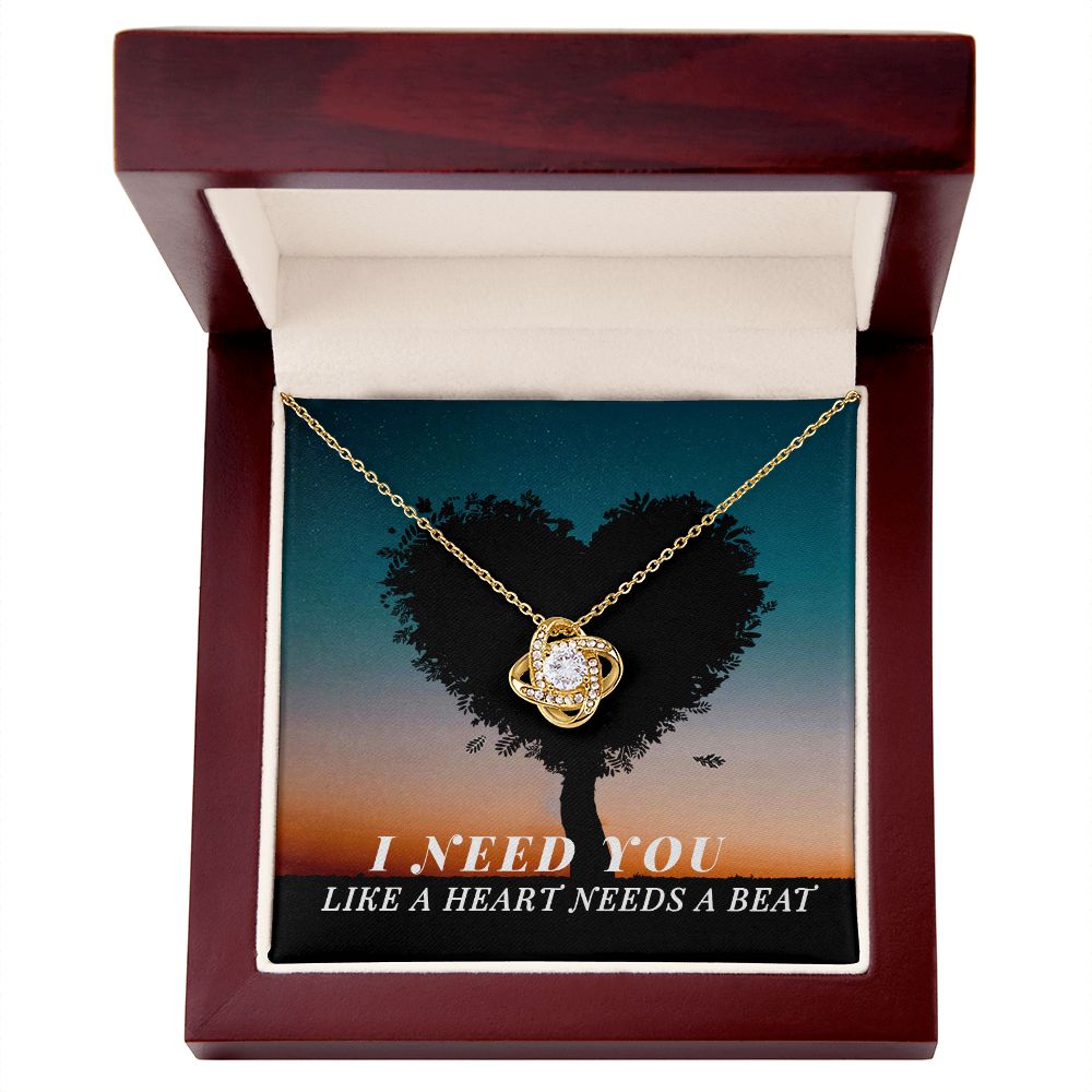 I Need You Like Hearts Need a Beat Love Knot Necklace | To Wife | To Girlfriend