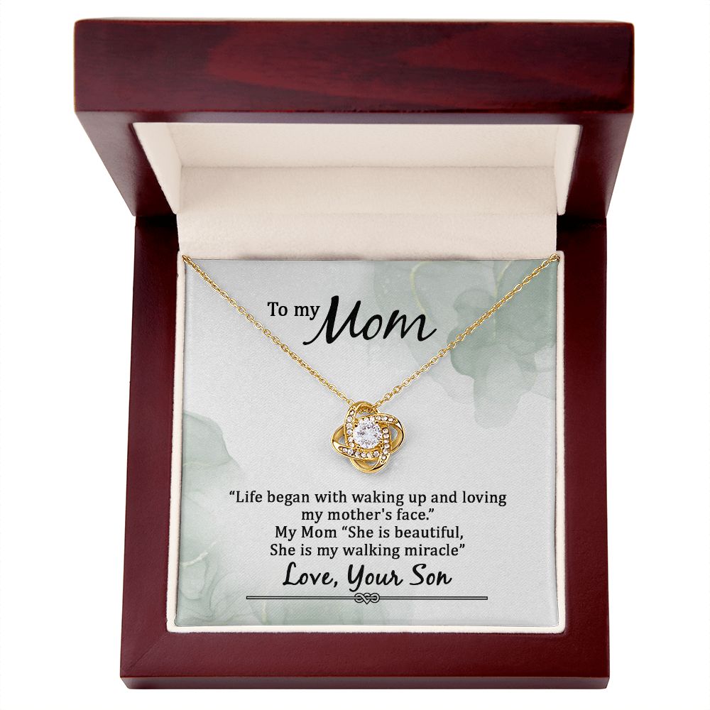 To My Mom, My Walking Miracle Love Knot Necklace | To Mom