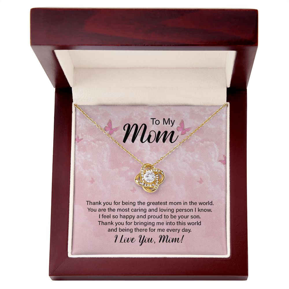 To My Mom, Greatest In The World Love Knot Necklace | To Mom