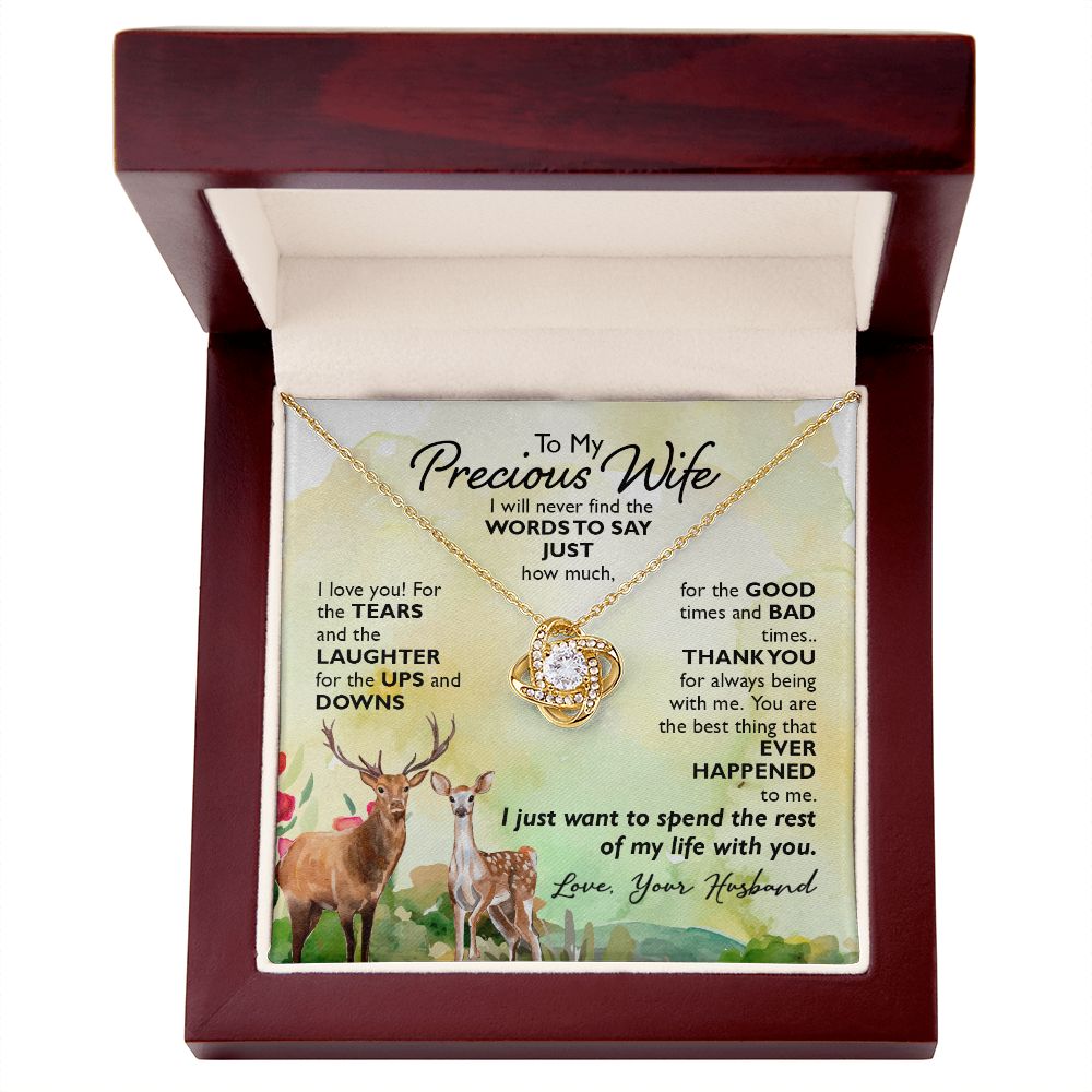 To My Wife, Never Find The Words To Say Love Knot Necklace | To Wife