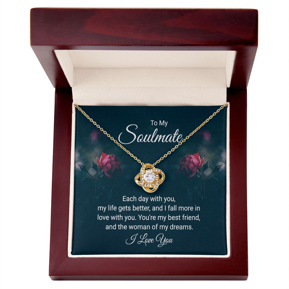 To My Soulmate, My Life Gets Better Love Knot Necklace | To Wife | To Girlfriend