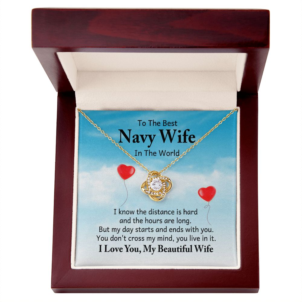 My Navy Wife, You Live In It Love Knot Necklace | To Wife