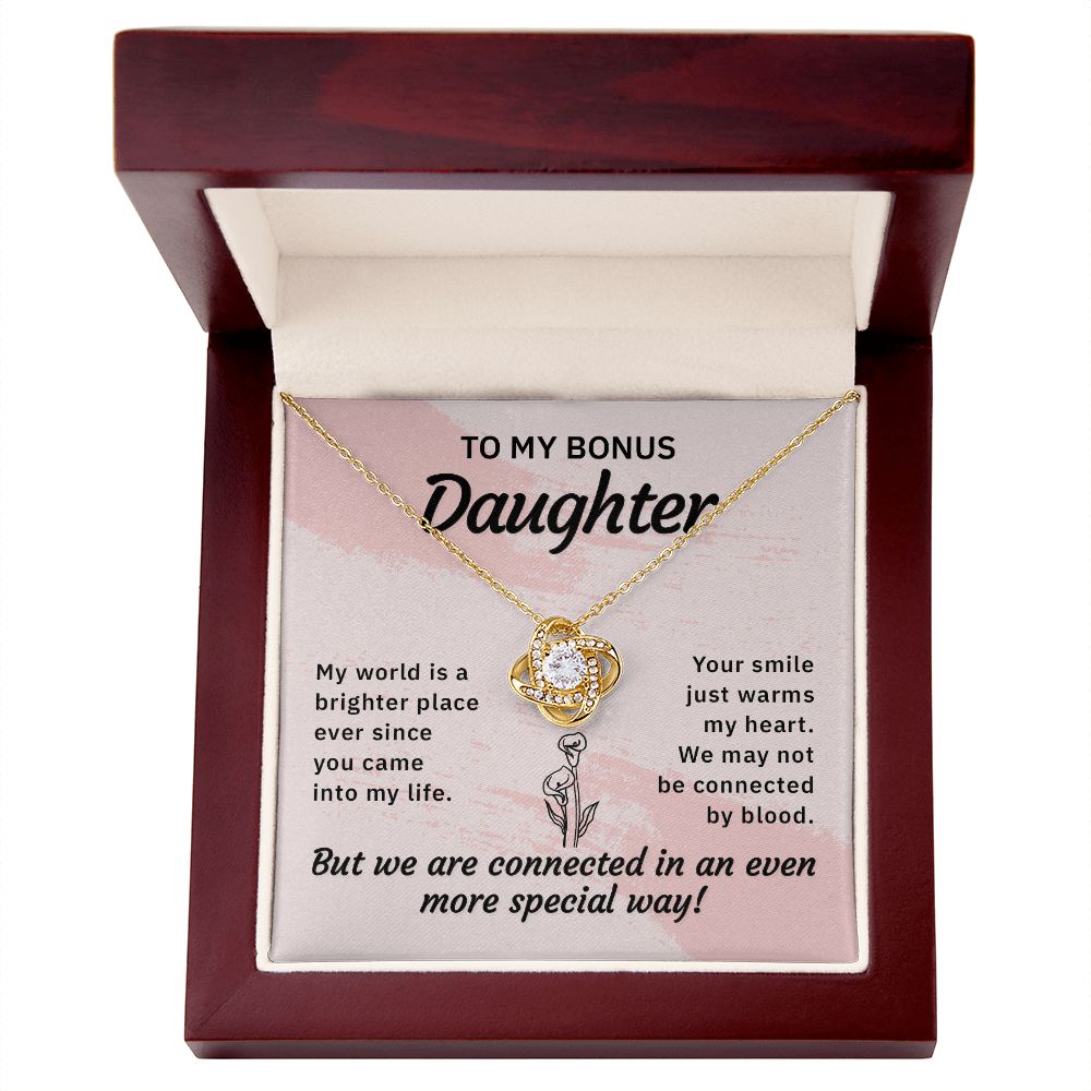 To My Bonus Daughter, My World Love Knot Necklace | To Bonus Daughter