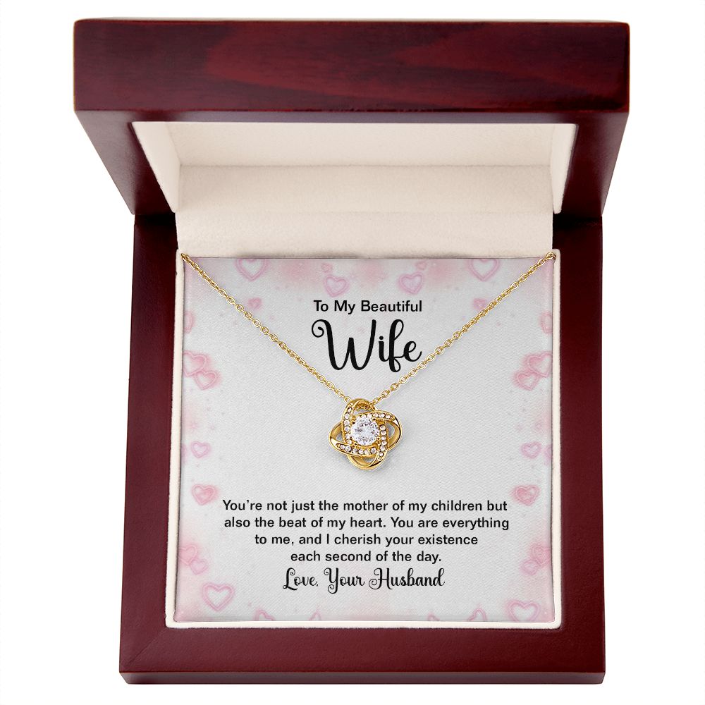To My Wife, The Beat Of My Heart Love Knot Necklace | To Wife
