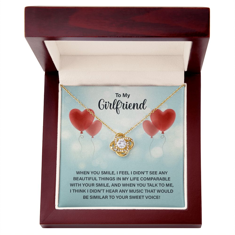 To My Girlfriend, When You Smile Love Knot Necklace | To Girlfriend