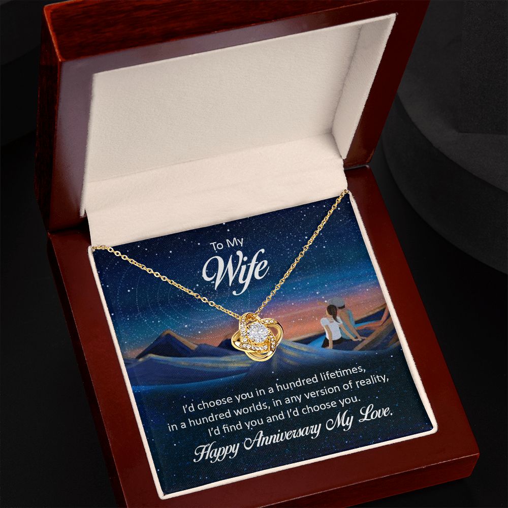 My Wife, I'd Find You Love Knot Necklace | To Wife | Happy Anniversary
