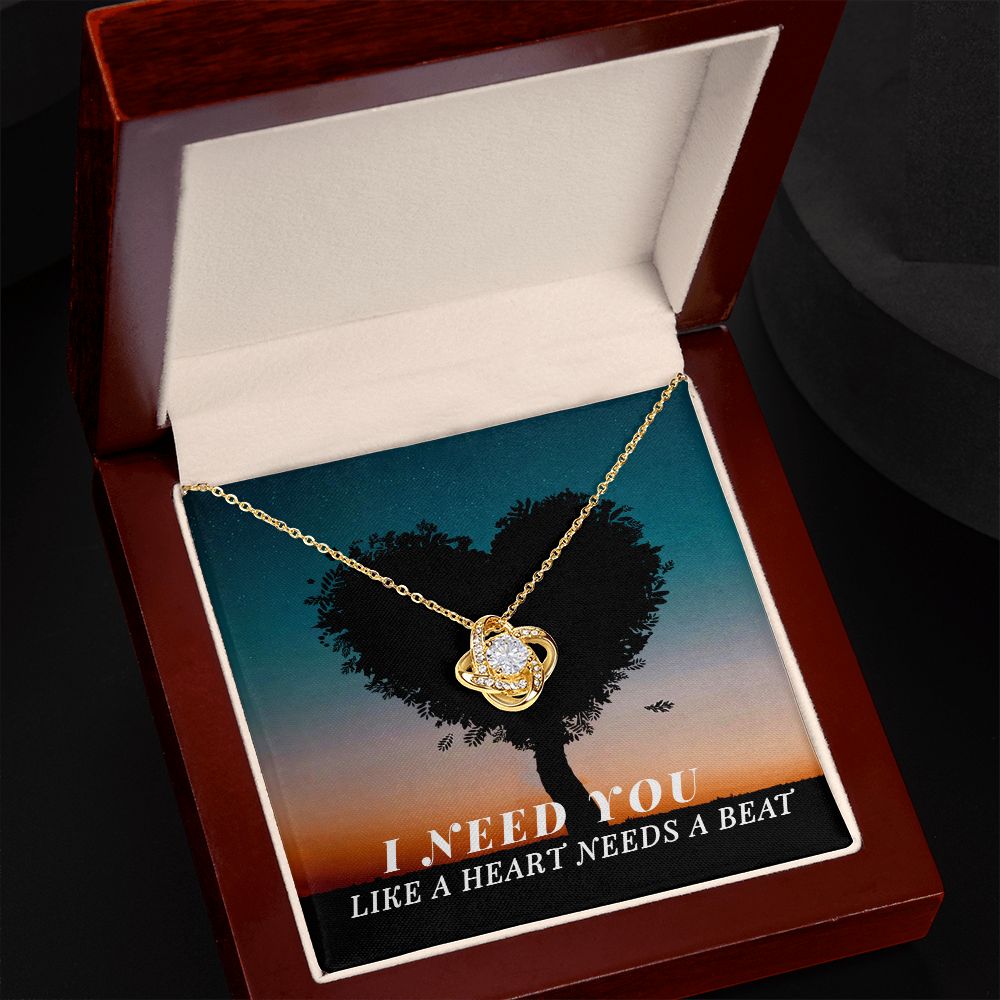 I Need You Like Hearts Need a Beat Love Knot Necklace | To Wife | To Girlfriend
