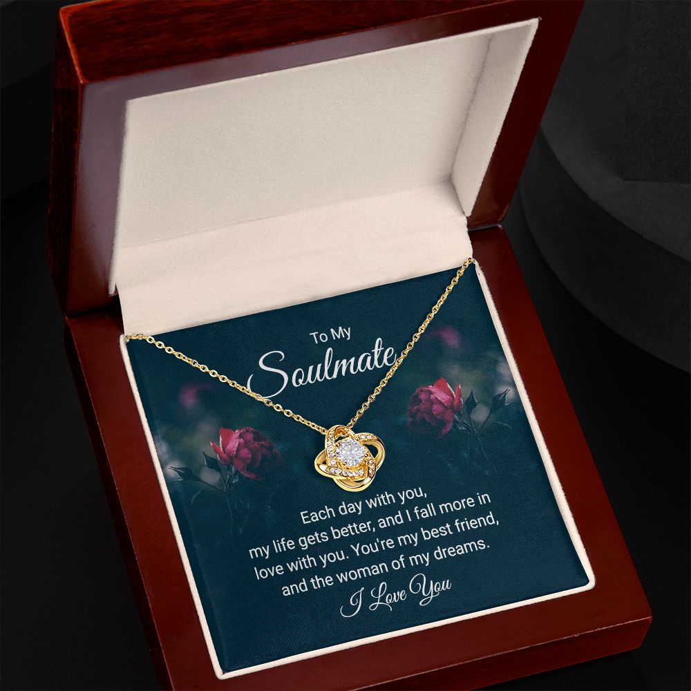 To My Soulmate, My Life Gets Better Love Knot Necklace | To Wife | To Girlfriend