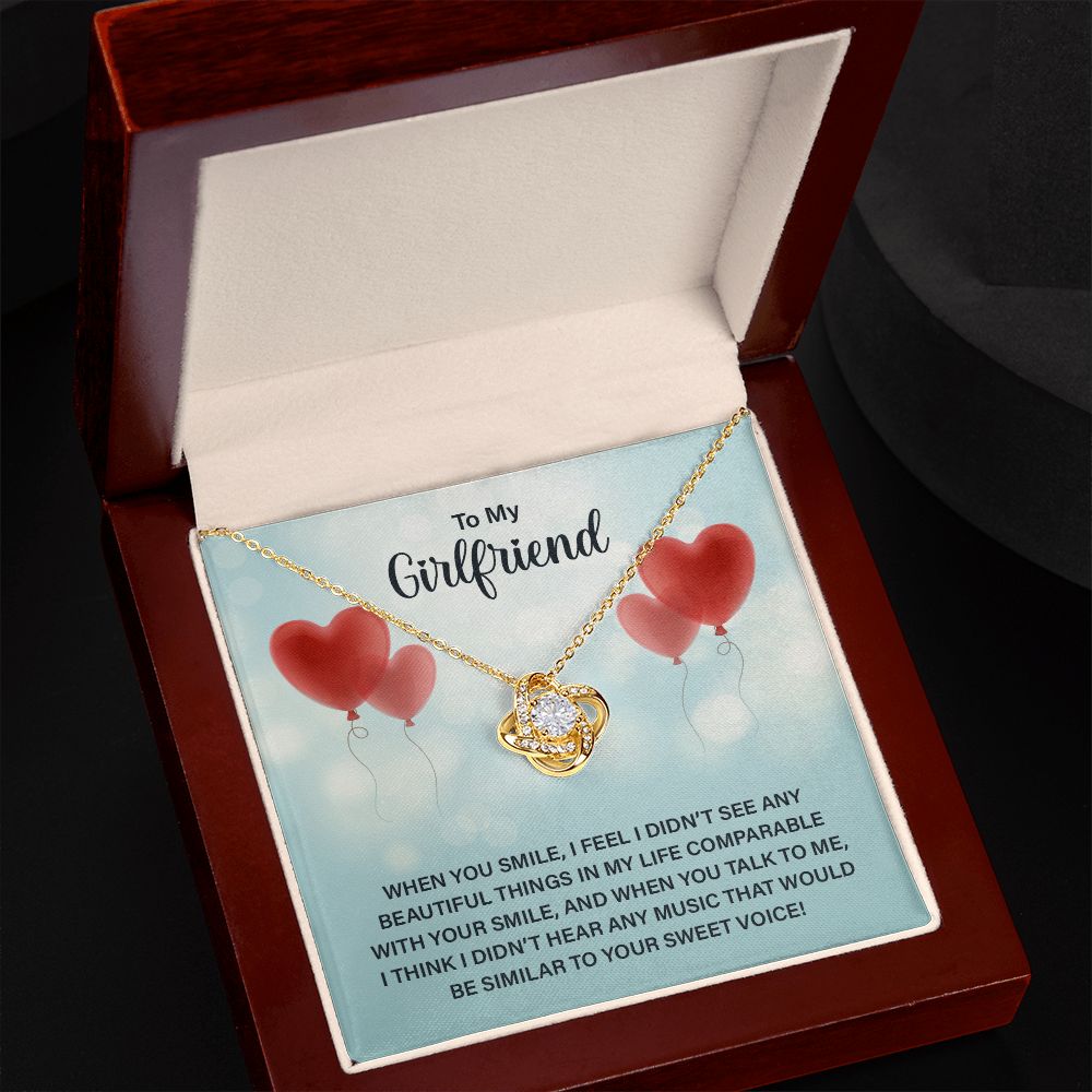 To My Girlfriend, When You Smile Love Knot Necklace | To Girlfriend
