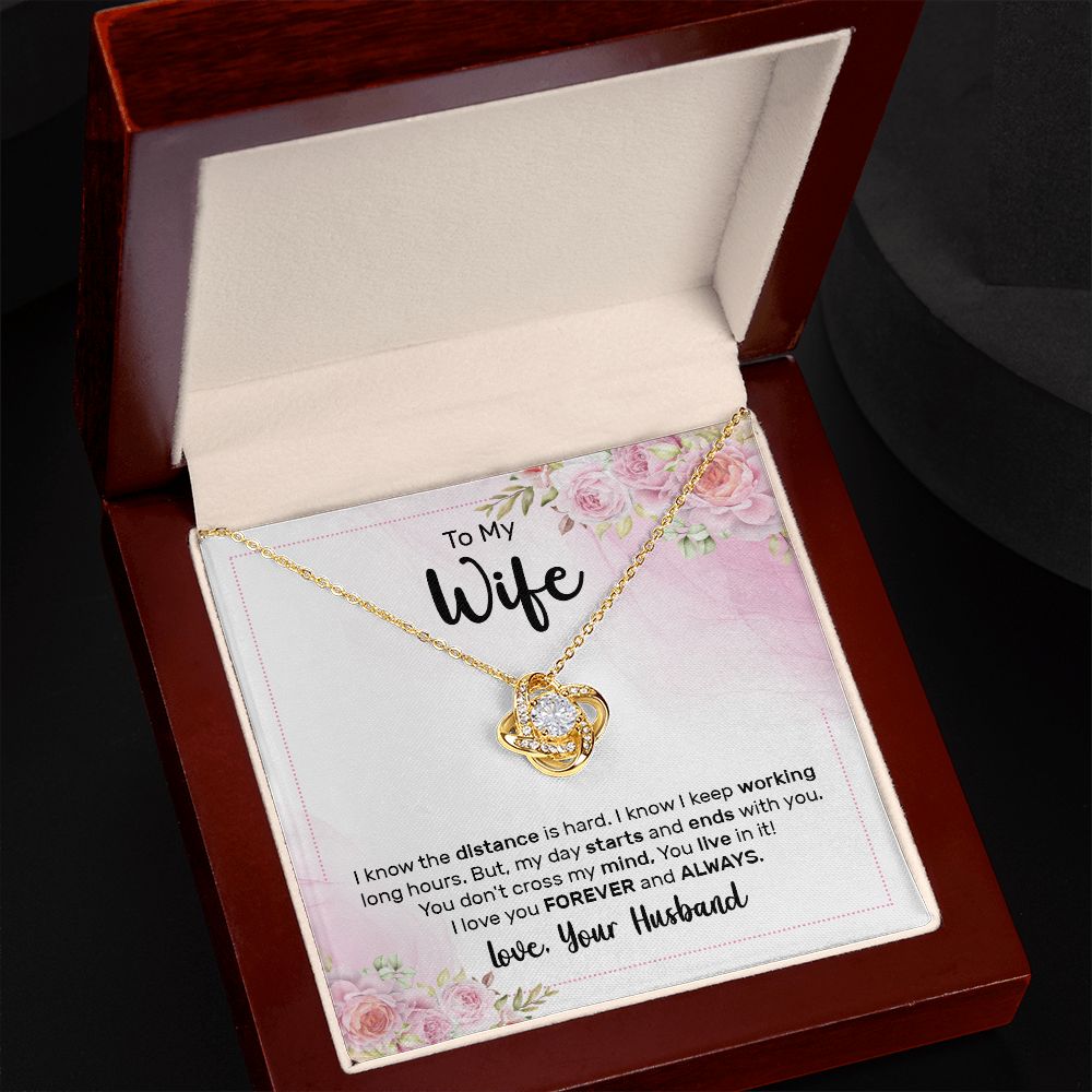 To My Wife, My Day Starts Love Knot Necklace | To Wife