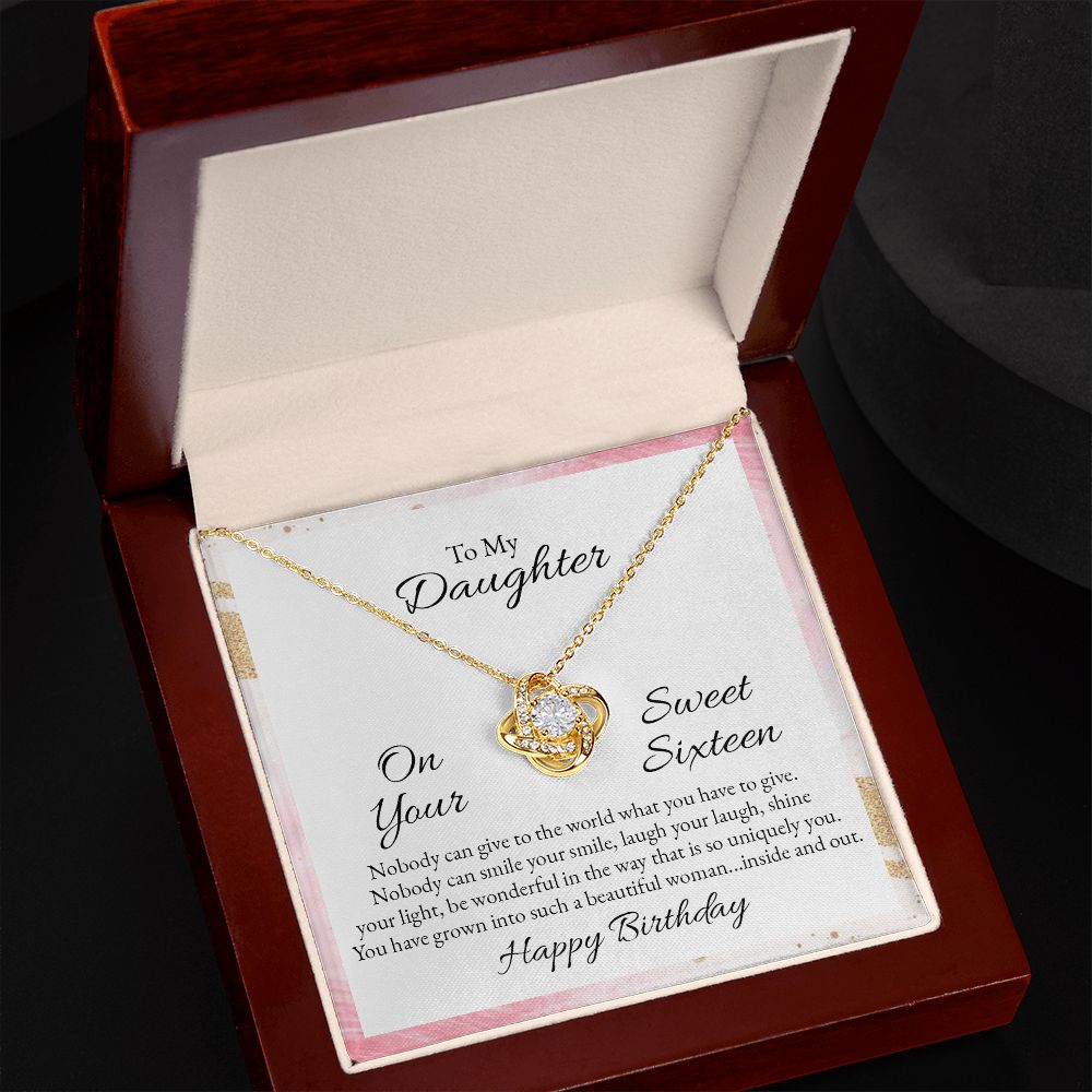 To My Daughter, Sweet Sixteen Love Knot Necklace | To Daughter