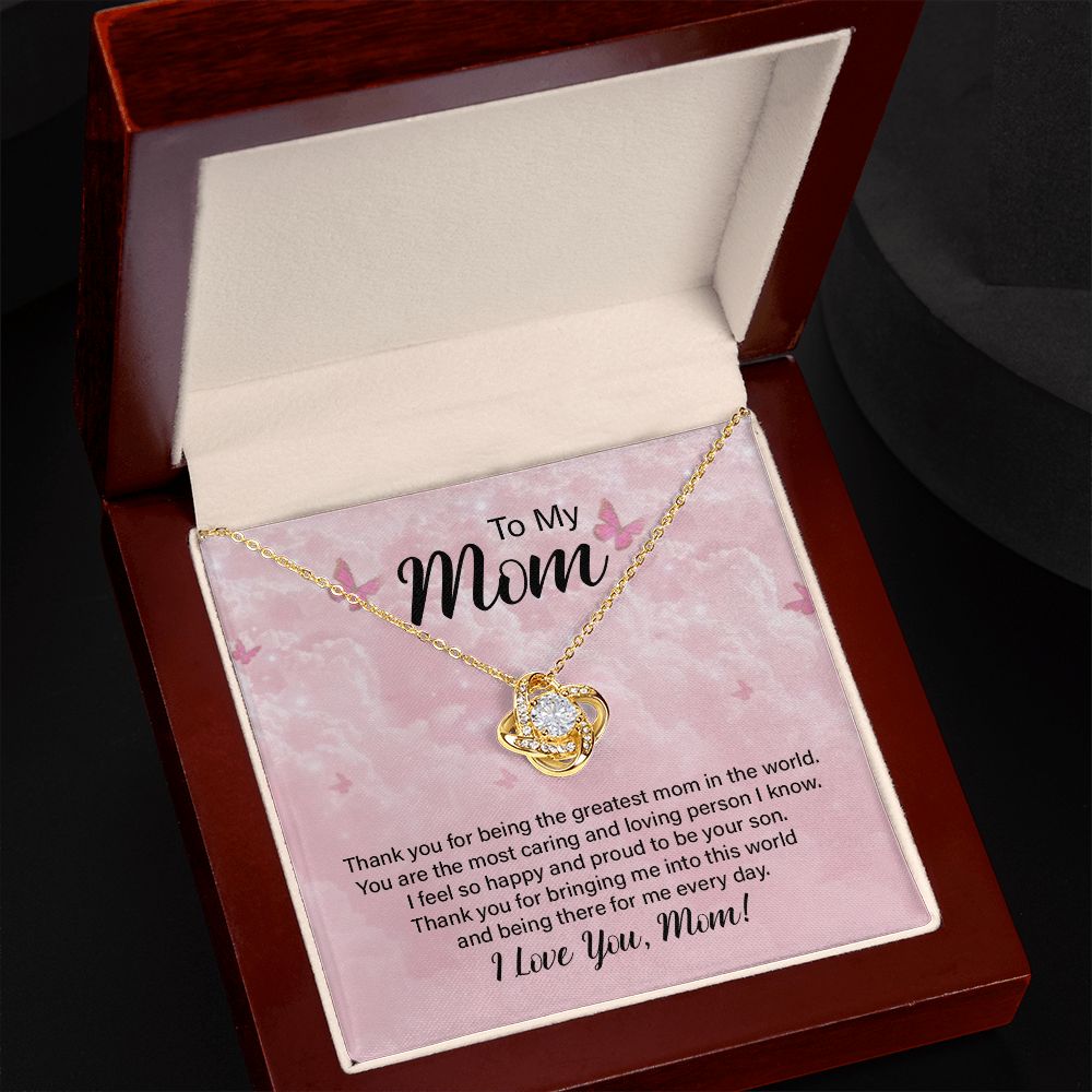 To My Mom, Greatest In The World Love Knot Necklace | To Mom