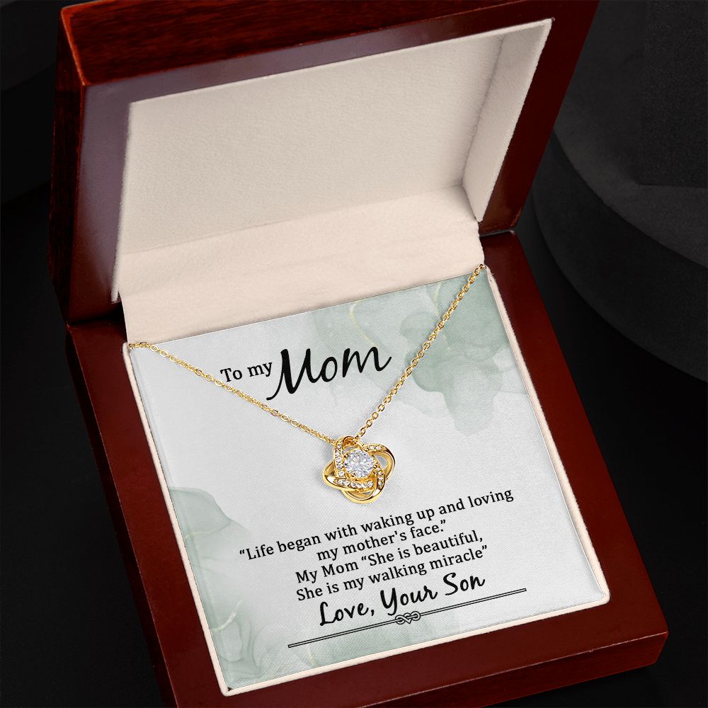 To My Mom, My Walking Miracle Love Knot Necklace | To Mom