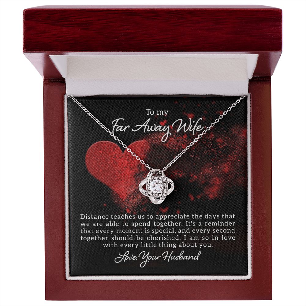 To My Wife, Distance Teaches Us Love Knot Necklace | To Wife