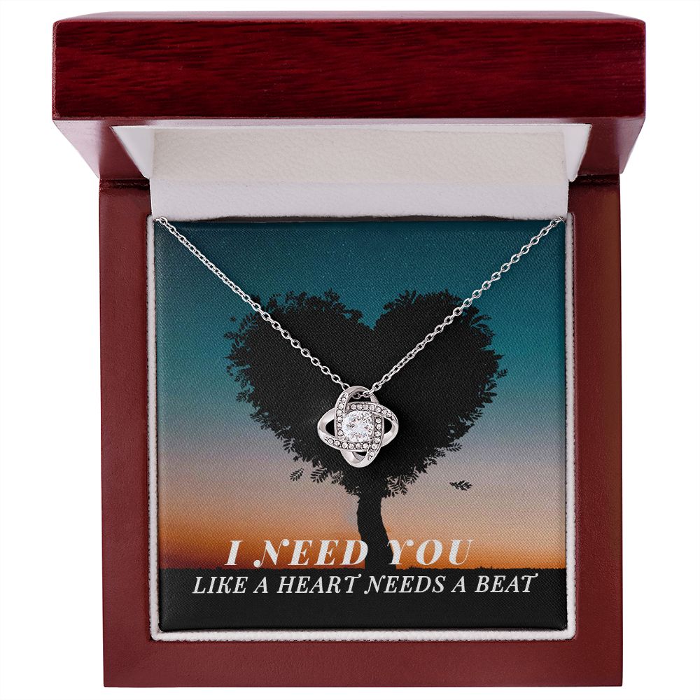 I Need You Like Hearts Need a Beat Love Knot Necklace | To Wife | To Girlfriend