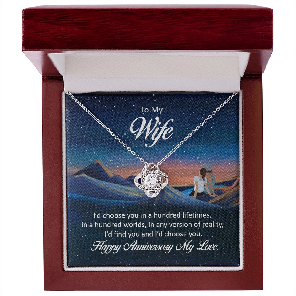My Wife, I'd Find You Love Knot Necklace | To Wife | Happy Anniversary