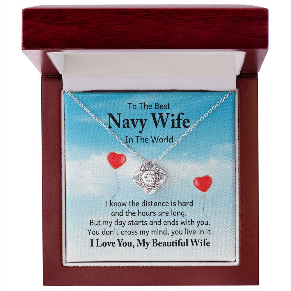My Navy Wife, You Live In It Love Knot Necklace | To Wife