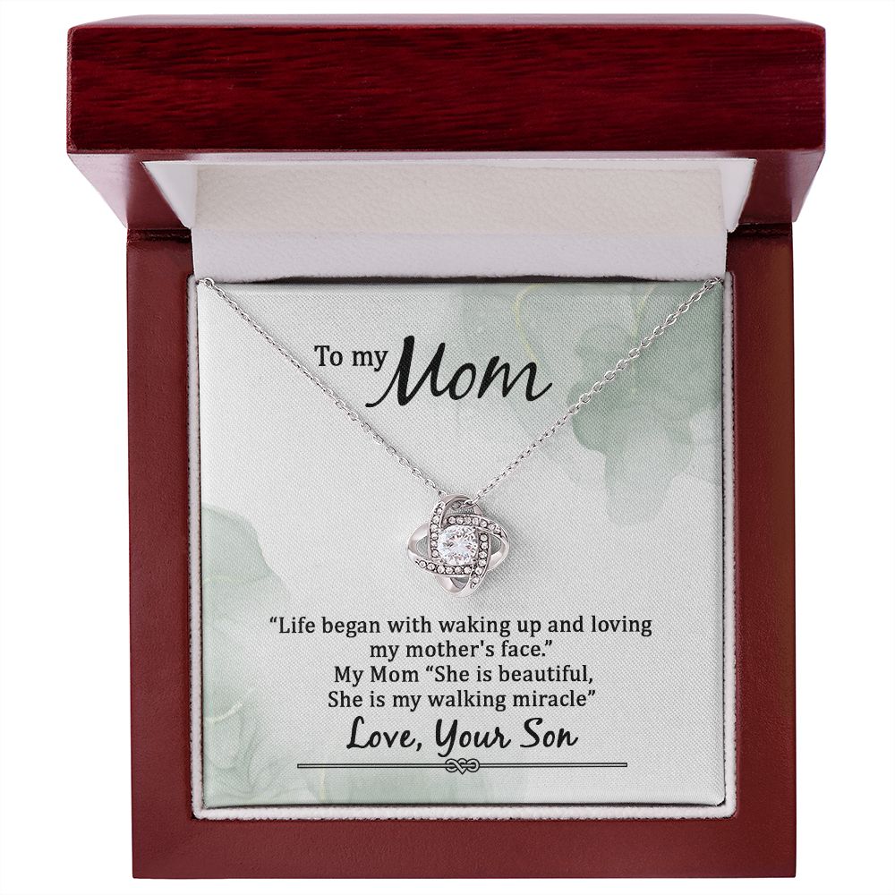 To My Mom, My Walking Miracle Love Knot Necklace | To Mom
