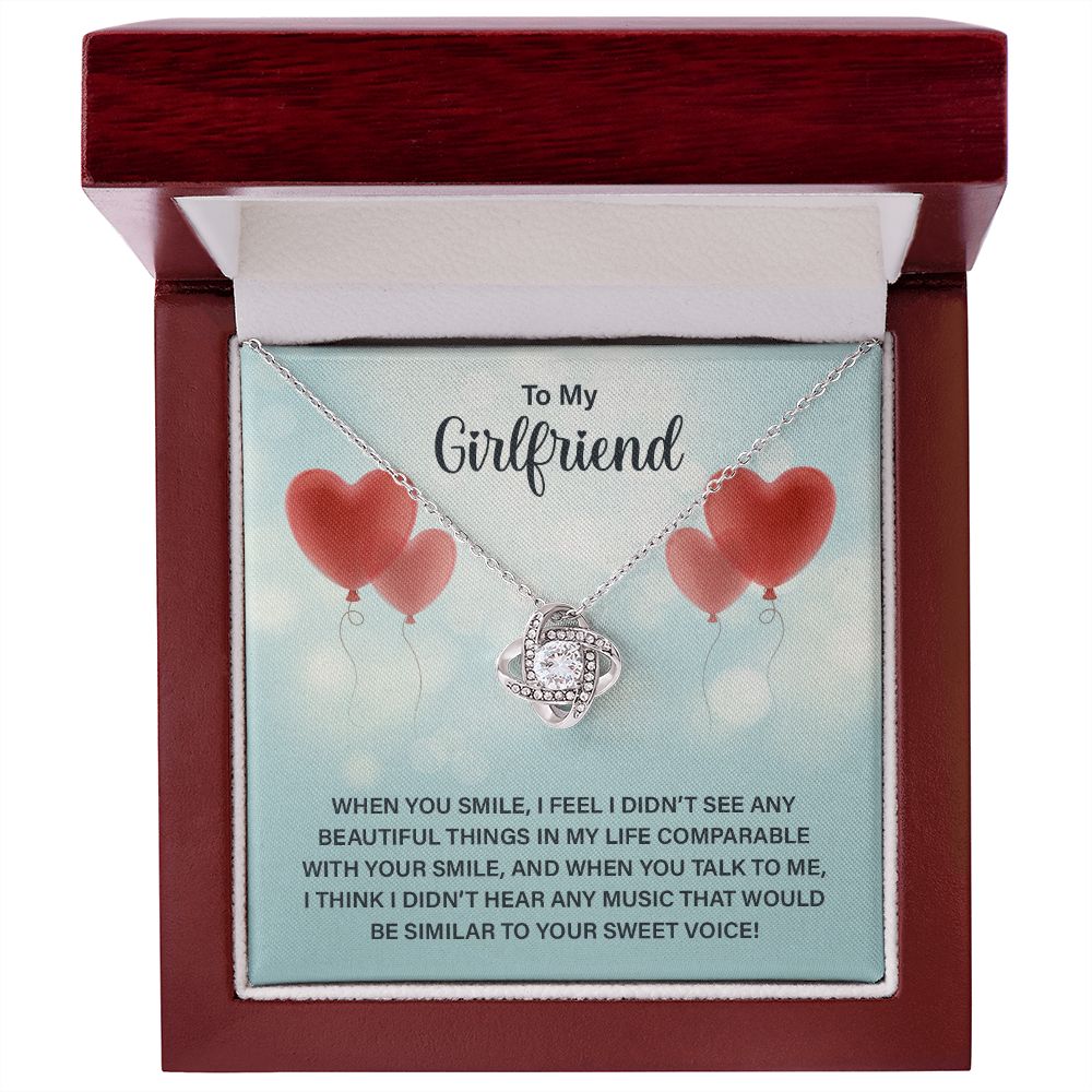 To My Girlfriend, When You Smile Love Knot Necklace | To Girlfriend