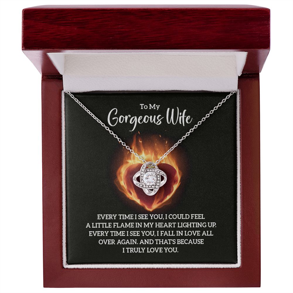 To My Wife, The Flame In My Heart Love Knot Necklace | To Wife