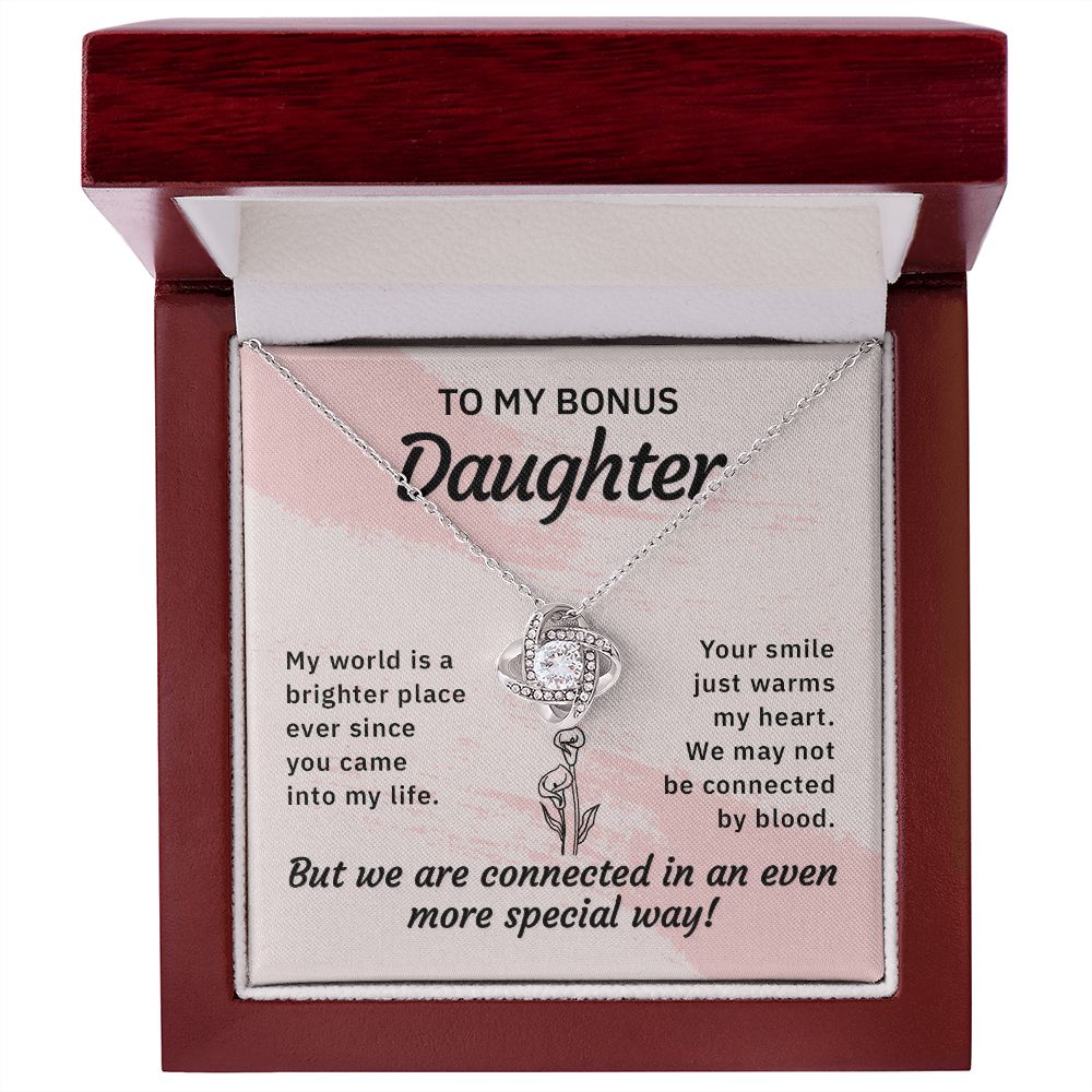 To My Bonus Daughter, My World Love Knot Necklace | To Bonus Daughter