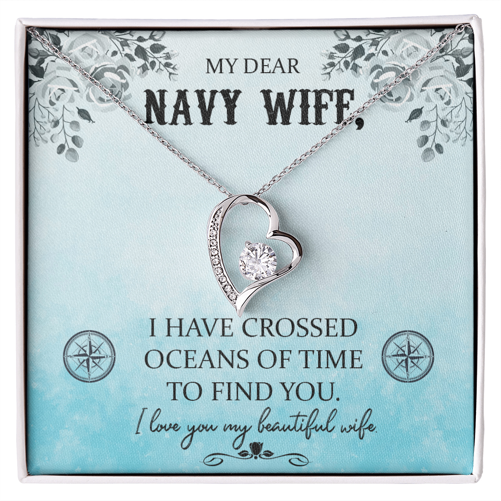 My Dear Navy Wife Forever Gold Love Necklace