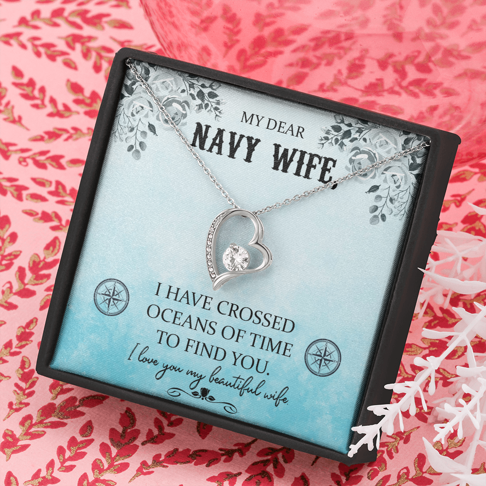 My Dear Navy Wife Forever Gold Love Necklace