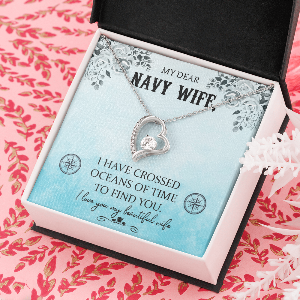 My Dear Navy Wife Forever Gold Love Necklace