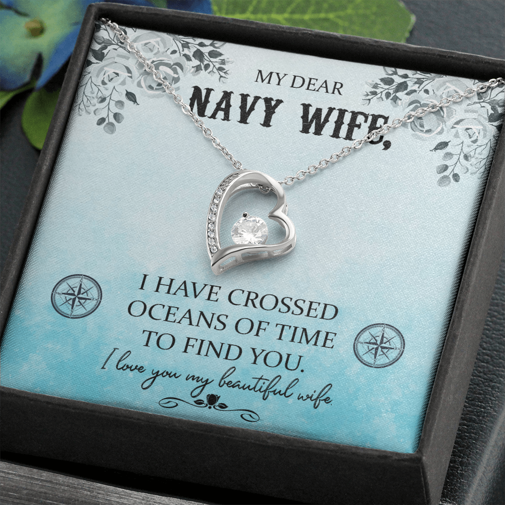 My Dear Navy Wife Forever Gold Love Necklace