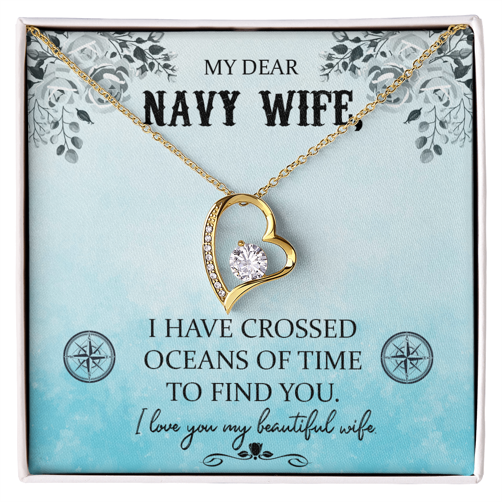 My Dear Navy Wife Forever Gold Love Necklace