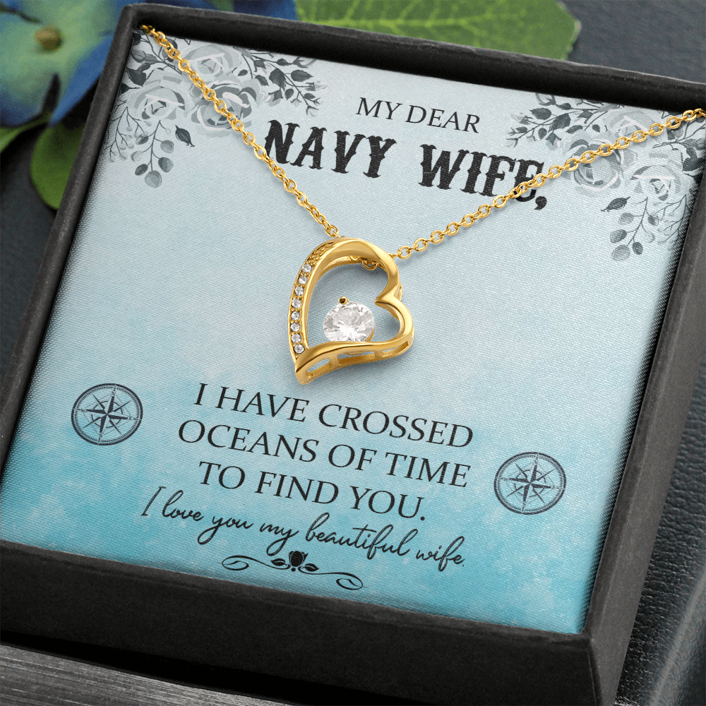 My Dear Navy Wife Forever Gold Love Necklace