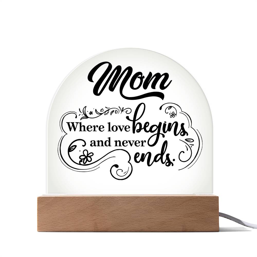 Acrylic Dome Plaque - Mom-where love