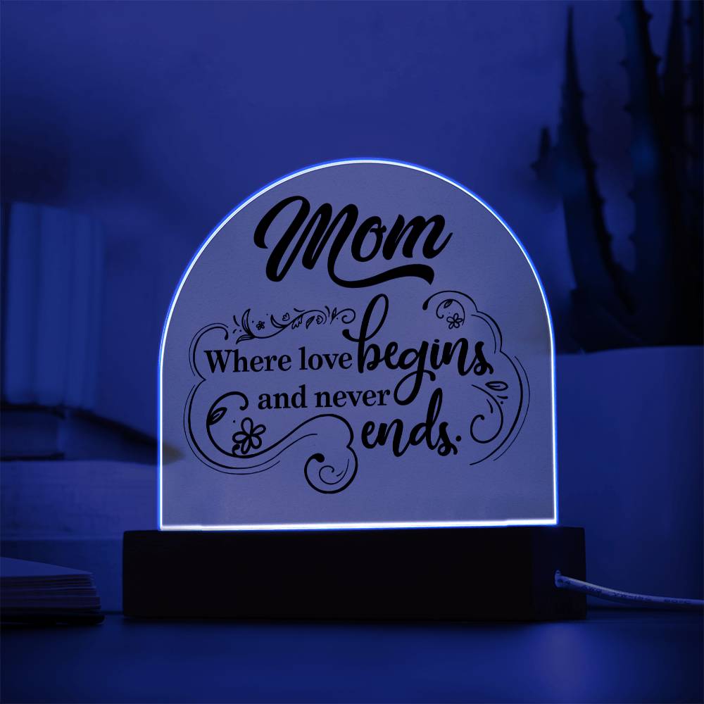 Acrylic Dome Plaque - Mom-where love