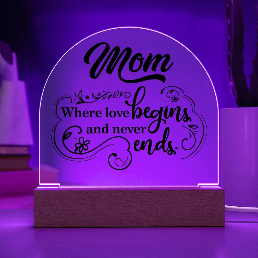 Acrylic Dome Plaque - Mom-where love