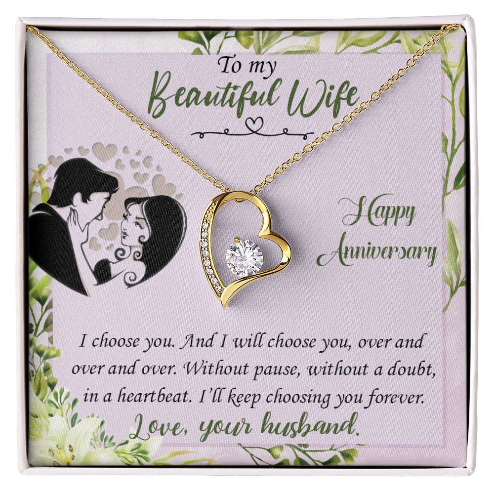 I Choose You Forever Love Gold Necklace - Anniversary Gift | Necklace for Wife | Gift for Wife