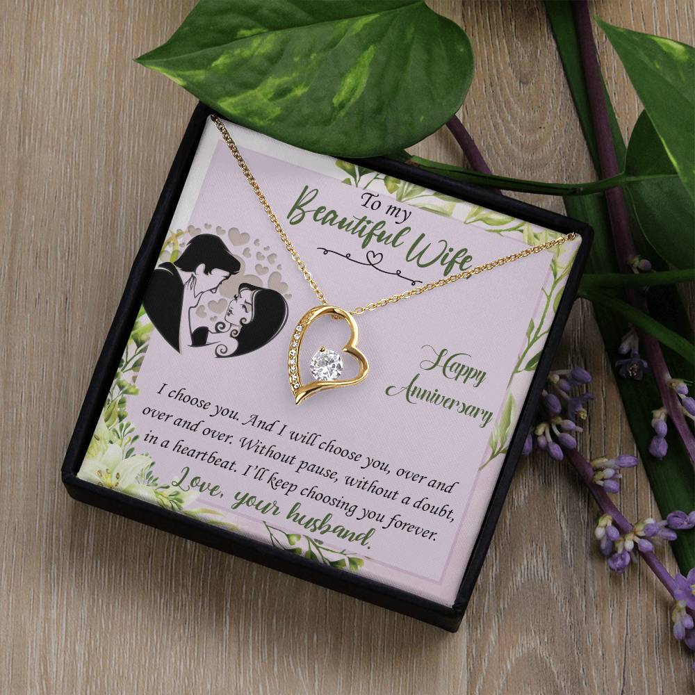 I Choose You Forever Love Gold Necklace - Anniversary Gift | Necklace for Wife | Gift for Wife