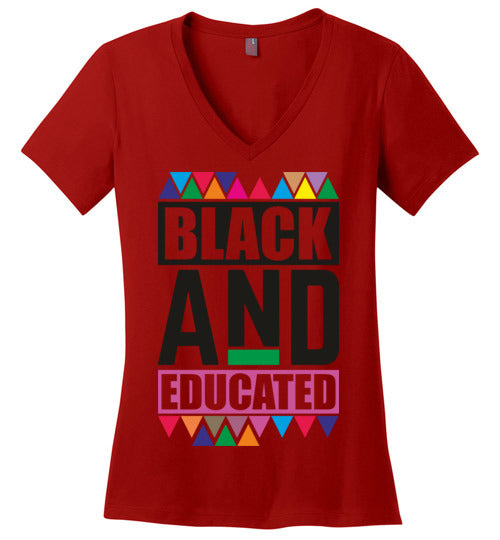Black and Educated V-Neck T-Shirt