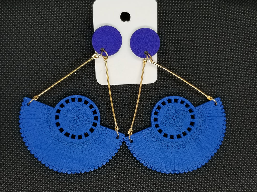 Colorful Fan Wooden Earrings